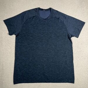 Lululemon Shirt Mens XL Blue‎ Metal Vent Tech Casual Gym Workout Logo Stretch